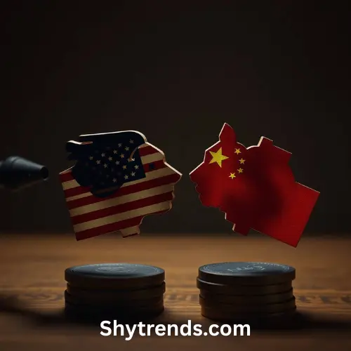 Graphic depicting the escalation of tariffs between the U.S. and China in 2025.